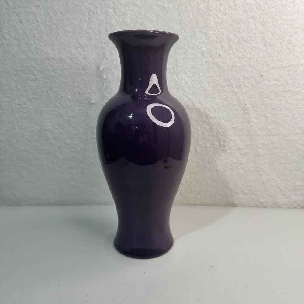 VTG Royal Haegar USA Deep Purple Eggplant Aubergine Glaze Vase Baluster 13” Tall